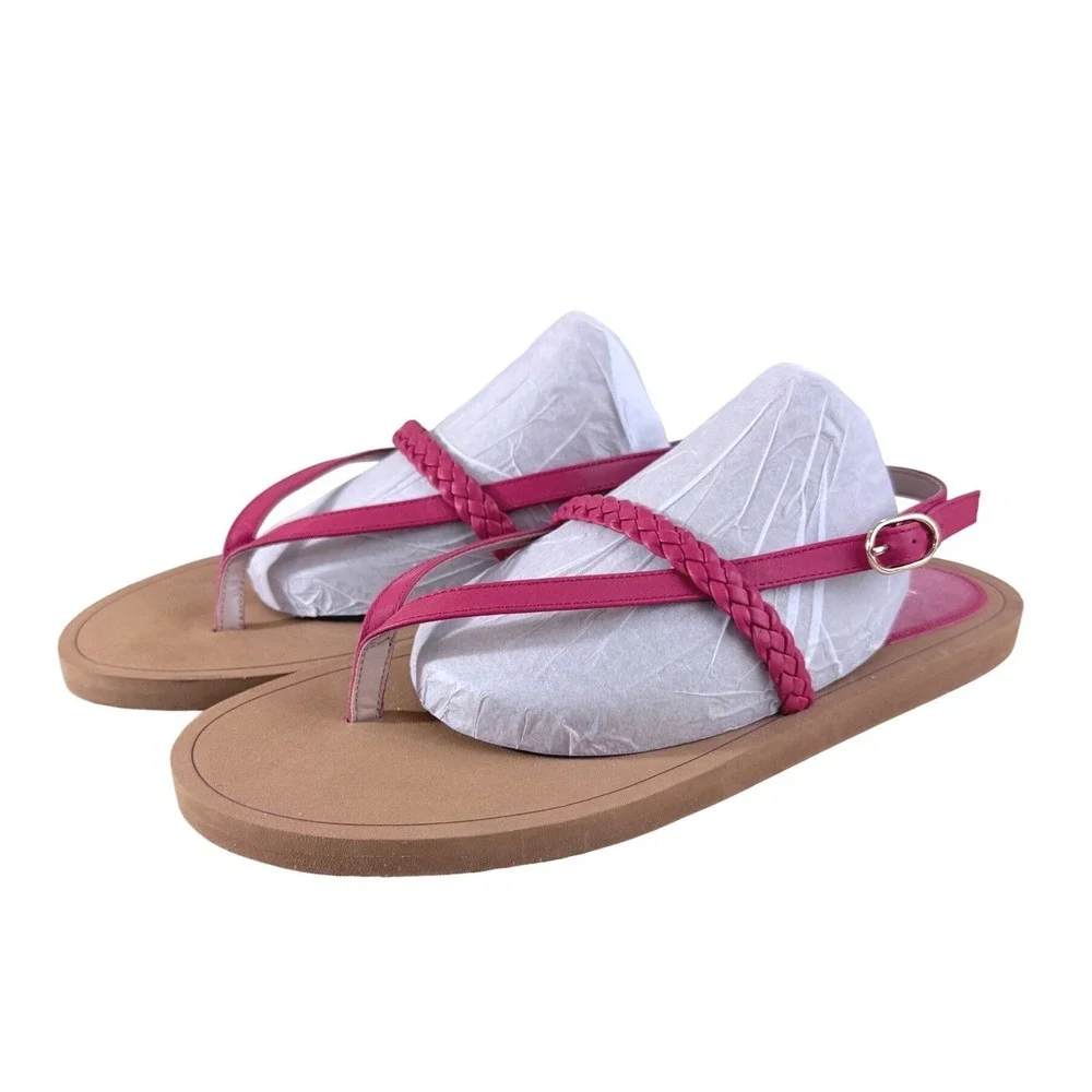 Stuart Weitzman Sandals 28 Cassie Rich‎ Red Leather Thong Size 11B EU 41.5